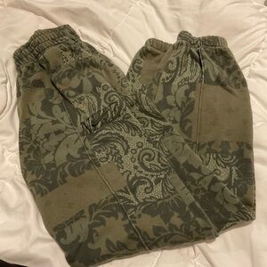 Olive Green Patterned Pants